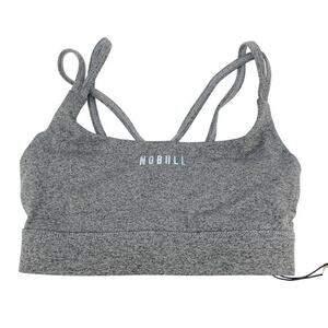 NoBull Women's Plush Heather Crisscross Back Sports Bra Gray Size XS‎